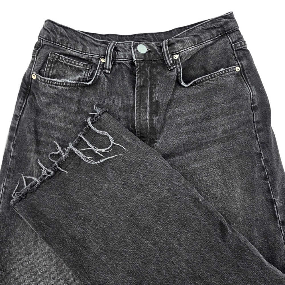 AllSaints Blake Wide Leg Jeans Black W28 Grunge Y2K Raw Hem Designer Denim